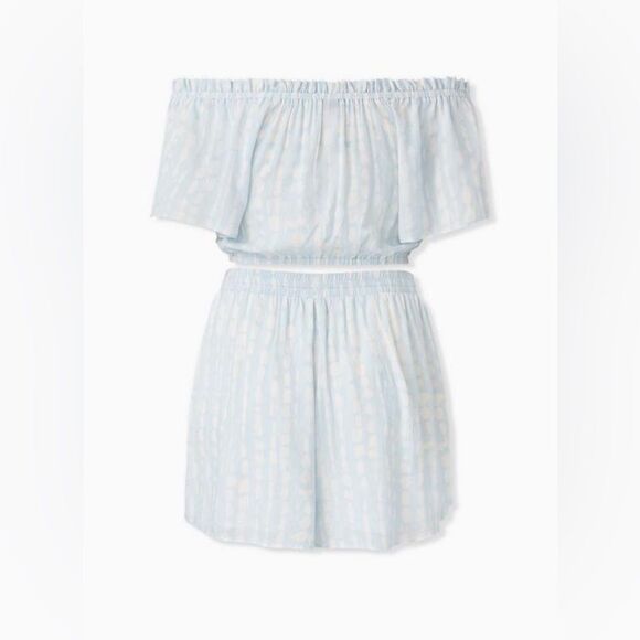 Torrid Light Blue Tie-Dye Gauze Crop Top & Drawstring Short Short Set - Picture 3 of 12